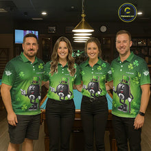 Load image into Gallery viewer, Green Funny 8 Ball Pool Shamrock Men's Billiard Shirt Custom St Patrick Day Billiard Team Jersey TDM5476