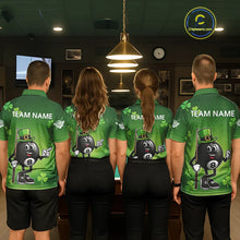 Load image into Gallery viewer, Green Funny 8 Ball Pool Shamrock Men's Billiard Shirt Custom St Patrick Day Billiard Team Jersey TDM5476