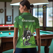 Load image into Gallery viewer, Green Funny 8 Ball Pool Shamrock Women's Billiard Shirt Custom St Patrick Day Billiard Team Jersey TDM5476