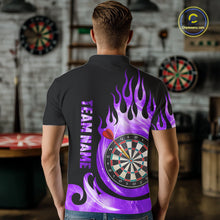 Load image into Gallery viewer, Black And Purple Custom Flame Light Darts Polo &amp; 1/4 Zip For Men, Darts League Team Jersey TDM5480
