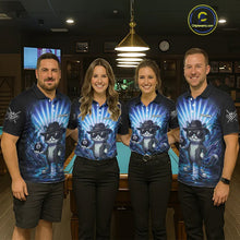 Load image into Gallery viewer, Funny Cat 8 Ball Billiard Shirt For Women Custom Blue Neon Graffiti Billiard Jersey Polo &amp; 1/4 Zip TDM5742