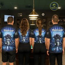 Load image into Gallery viewer, Funny Cat 8 Ball Billiard Shirt For Women Custom Blue Neon Graffiti Billiard Jersey Polo &amp; 1/4 Zip TDM5742