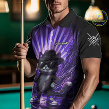 Load image into Gallery viewer, Funny Cat 8 Ball Billiard Shirt For Men Custom Purple Neon Graffiti Billiard Jersey Polo, 1/4 Zip TDM5743