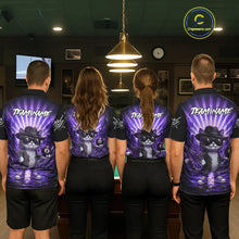 Load image into Gallery viewer, Funny Cat 8 Ball Billiard Shirt For Women Custom Purple Neon Graffiti Billiard Jersey Polo, 1/4 Zip TDM5743