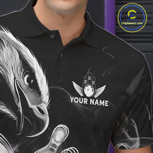 Load image into Gallery viewer, Black And White Custom Eagle Smoke Bowling Shirt For Men, Bowling Team Jersey Polo &amp; 1/4 Zip TDM6356