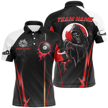 Load image into Gallery viewer, Funny Grim Reaper Ball 8 Fire Custom Men Billiard Shirts, Best 8 Ball Pool Jerseys |Red TDM2034