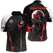 Load image into Gallery viewer, Funny Grim Reaper Ball 8 Fire Custom Men Billiard Shirts, Best 8 Ball Pool Jerseys |Red TDM2034