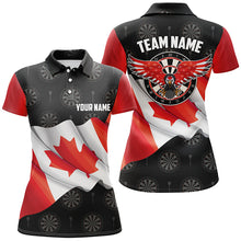 Load image into Gallery viewer, Waving Canada Flag Women Darts Polo &amp; Quarter-Zip Shirt Custom Eagle Patriotic Darts Jersey Shirt TDM2509