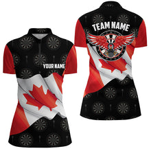 Load image into Gallery viewer, Waving Canada Flag Women Darts Polo &amp; Quarter-Zip Shirt Custom Eagle Patriotic Darts Jersey Shirt TDM2509