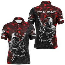 Load image into Gallery viewer, Personalized Red Abstract Death Skeleton Men Billiard Shirts, Halloween Scary Billiard Jerseys TDM2761