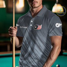 Load image into Gallery viewer, Personalized Billiard US Flag 8 Ball Pool Shirt For Men, Billiard Team Jersey Polo &amp; 1/4 Zip TDM5217