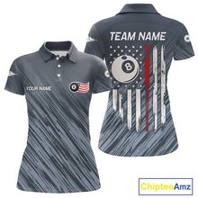 Load image into Gallery viewer, Personalized Billiard US Flag 8 Ball Pool Shirt For Women, Billiard Team Jersey Polo &amp; 1/4 Zip TDM5217