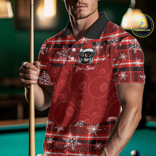 Load image into Gallery viewer, Funny Santa 8 Ball Pool Men&#39;s Billiard Shirt Custom Red Plaid Snowflake Christmas Billiard Jersey TDM5223