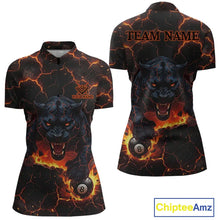 Load image into Gallery viewer, Orange 8 Ball Panther Fire Billiard Shirt For Women Custom Pool Team Shirt, Billiard League Jersey TDM5483