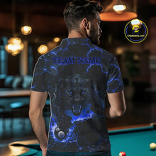 Load image into Gallery viewer, Blue 8 Ball Panther Fire Billiard Shirt For Men Custom Pool Team Shirt, Billiard League Jersey TDM5484