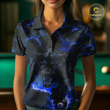 Load image into Gallery viewer, Blue 8 Ball Panther Fire Billiard Shirt For Women Custom Pool Team Shirt, Billiard League Jersey TDM5484