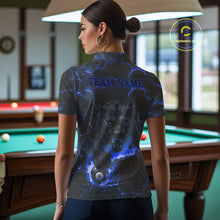 Load image into Gallery viewer, Blue 8 Ball Panther Fire Billiard Shirt For Women Custom Pool Team Shirt, Billiard League Jersey TDM5484
