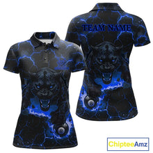 Load image into Gallery viewer, Blue 8 Ball Panther Fire Billiard Shirt For Women Custom Pool Team Shirt, Billiard League Jersey TDM5484