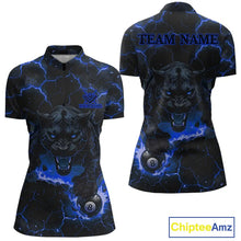 Load image into Gallery viewer, Blue 8 Ball Panther Fire Billiard Shirt For Women Custom Pool Team Shirt, Billiard League Jersey TDM5484