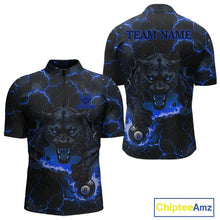 Load image into Gallery viewer, Blue 8 Ball Panther Fire Billiard Shirt For Men Custom Pool Team Shirt, Billiard League Jersey TDM5484