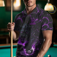 Load image into Gallery viewer, Purple 8 Ball Panther Fire Billiard Shirt For Men Custom Pool Team Shirt, Billiard League Jersey TDM5485