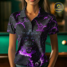 Load image into Gallery viewer, Purple 8 Ball Panther Fire Billiard Shirt For Women Custom Pool Team Shirt, Billiard League Jersey TDM5485