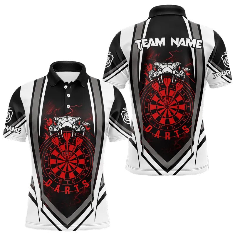 Personalized Black White Cobra Snake Dart Shirts For Men Custom Team Outfit Darts Jerseys | Red TDM3586