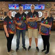 Load image into Gallery viewer, Colorful Neon Flame Darts Shirt For Men Custom Funny Darts Team Jersey Polo &amp; Quarter Zip TDM5500