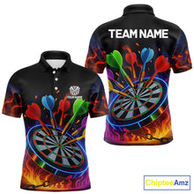 Load image into Gallery viewer, Colorful Neon Flame Darts Shirt For Men Custom Funny Darts Team Jersey Polo &amp; Quarter Zip TDM5500