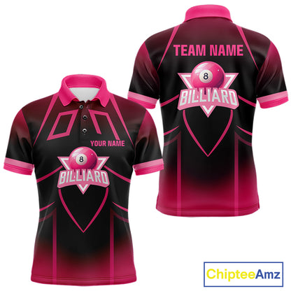 Personalized Black And Pink 8 Ball Pool Valentine Billiard Shirt For Men Custom Billiard Gifts TDM5747