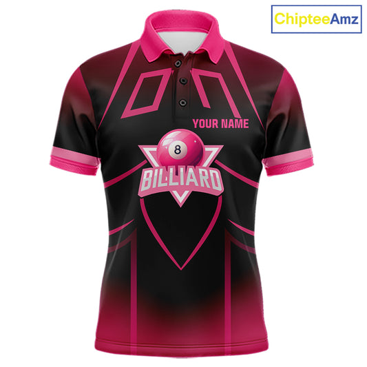 Personalized Black And Pink 8 Ball Pool Valentine Billiard Shirt For Men Custom Billiard Gifts TDM5747