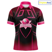 Load image into Gallery viewer, Personalized Black And Pink 8 Ball Pool Valentine Billiard Shirt For Men Custom Billiard Gifts TDM5747