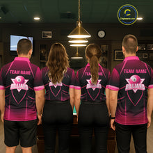 Load image into Gallery viewer, Personalized Black And Pink 8 Ball Pool Valentine Billiard Shirt For Men Custom Billiard Gifts TDM5747