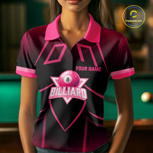 Load image into Gallery viewer, Personalized Black And Pink 8 Ball Pool Valentine Billiard Shirt For Women Custom Billiard Gifts TDM5747