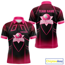 Load image into Gallery viewer, Personalized Black And Pink 8 Ball Pool Valentine Billiard Shirt For Men Custom Billiard Gifts TDM5747