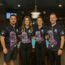Load image into Gallery viewer, Personalized Pink 8 Ball Skull Roses Billiard Shirt For Men Custom Valentine Billiard Gifts TDM5750