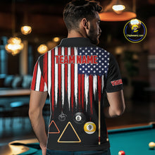 Load image into Gallery viewer, American Flag Billiard Shirt For Men Custom Patriotic Pool Team Jersey Polo &amp; 1/4 Zip |Black TDM5752