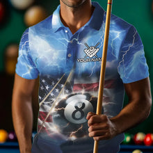 Load image into Gallery viewer, American Flag Thunder Lightning 8 Ball Pool Billiard Shirts For Men Customized Billiard Team Jersey TDM3756