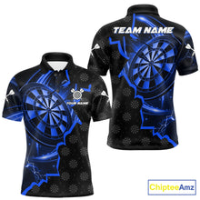 Load image into Gallery viewer, Blue Dartboard Ligthning Darts Shirt For Men Custom Darts Jersey Team Polo &amp; Quarter Zip TDM6110