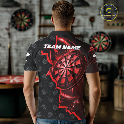 Red Dartboard Ligthning Darts Shirt For Men Custom Darts Jersey Team Polo & Quarter Zip TDM6112