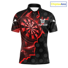 Load image into Gallery viewer, Red Dartboard Ligthning Darts Shirt For Men Custom Darts Jersey Team Polo &amp; Quarter Zip TDM6112