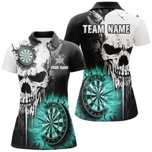 Load image into Gallery viewer, Personalized Grunge Skull Crack Wall Women Dart Shirts Custom Darts League Team Jerseys |Turquoise TDM2784