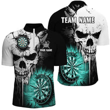 Load image into Gallery viewer, Personalized Grunge Skull Crack Wall Men Dart Shirts Custom Darts League Team Jerseys |Turquoise TDM2784