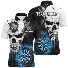 Load image into Gallery viewer, Personalized Grunge Skull Crack Wall Men Dart Shirts Custom Scary Darts League Team Jerseys |Blue TDM2785