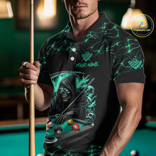 Load image into Gallery viewer, Turquoise Funny Grim Reaper 8 Ball Pool Men Billiard Shirt Custom Lightning Billiard Team Jerseys TDM5239