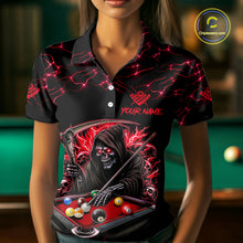 Load image into Gallery viewer, Red Funny Grim Reaper 8 Ball Pool Women Billiard Shirts Custom Billiard Jersey Team Polo &amp; 1/4 Zip TDM5241