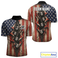 Load image into Gallery viewer, Vintage American Flag Chain 8 Ball Pool Billiard Shirt For Men Custom Patriotic Billiard Jerseys TDM5244