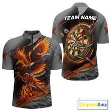 Load image into Gallery viewer, Personalized Phoenix Flame Darts Shirt For Men Custom Darts Team Jersey Polo &amp; 1/4 Zip |Orange TDM5246