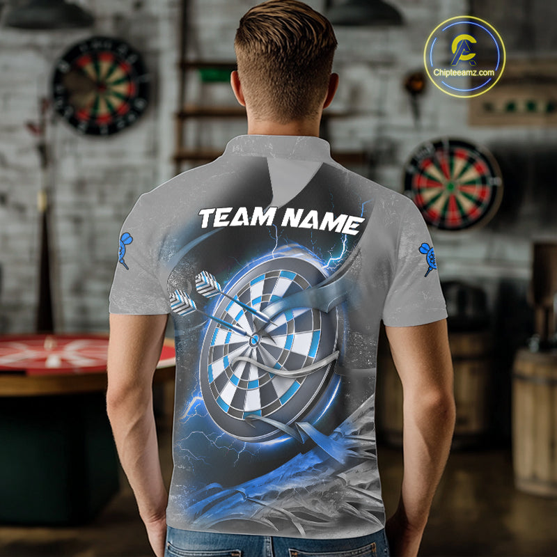 Personalized Phoenix Flame Darts Shirt For Men Custom Darts Team Jersey Polo & 1/4 Zip |Blue TDM5247