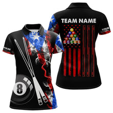 Load image into Gallery viewer, Smoke Puerto Rico US Flag Custom Billiard Shirt For Women, Patriotic 8 Ball Pool Team Jersey TDM3450